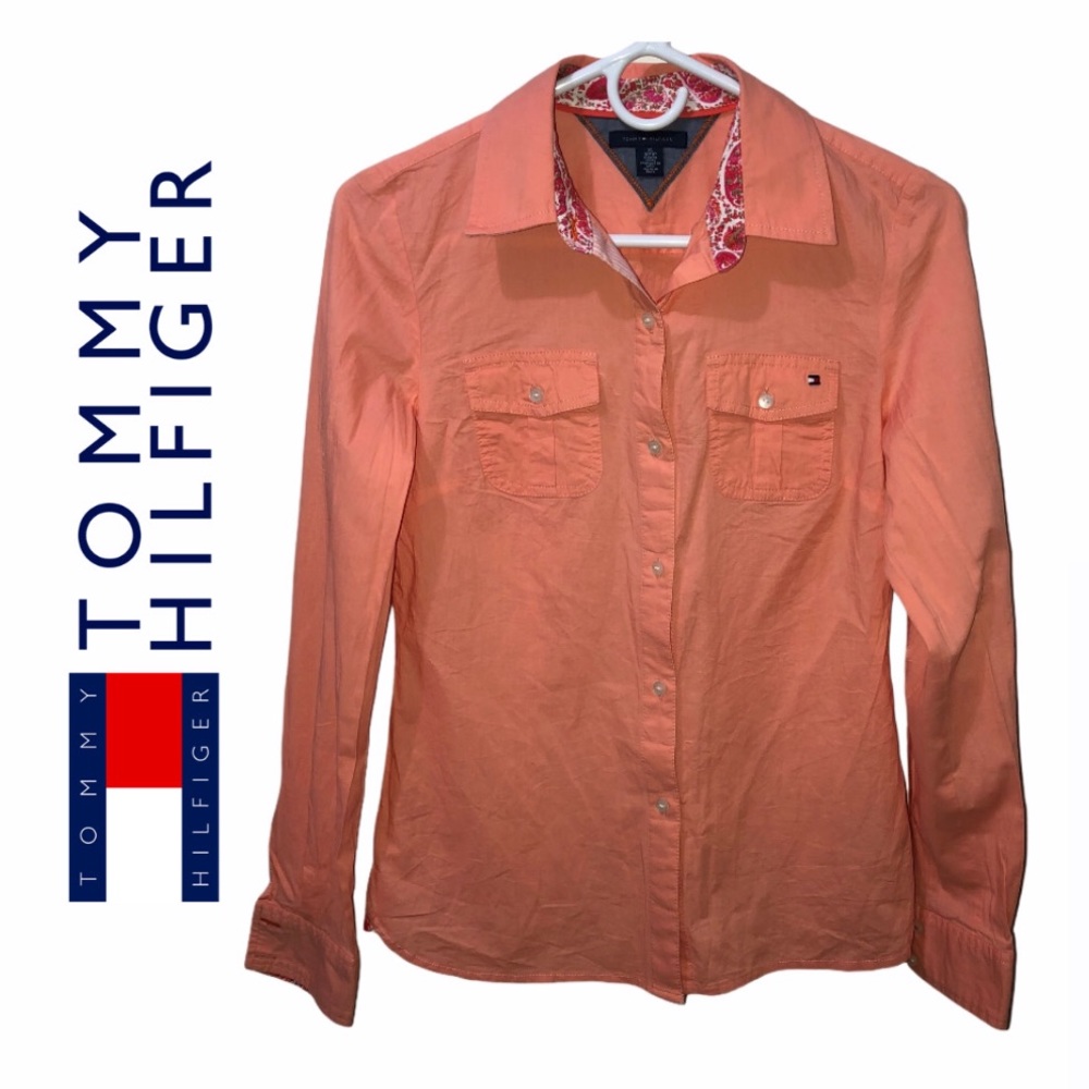 Tommy Hilfiger Orange Paisley Button Down